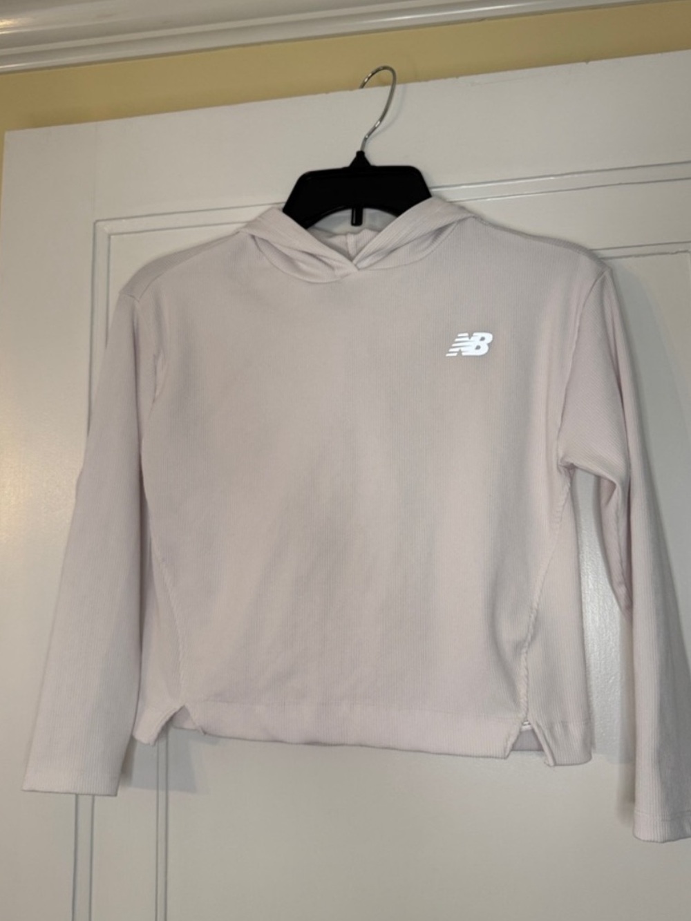 New Balance Girls Ribbed Hoodie M 10/12 White Lightweight Pullover